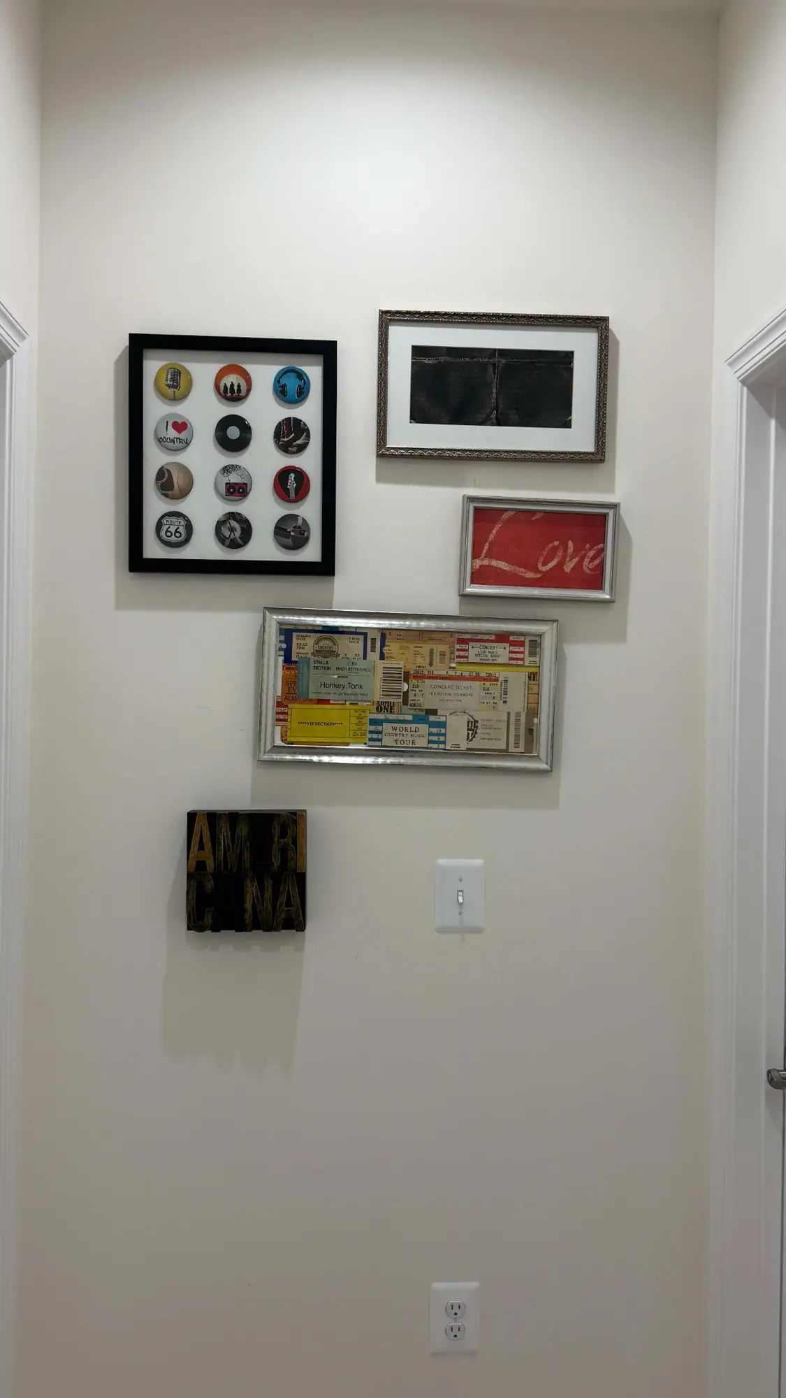 Music-inspired framed gallery wall in the Nokesville property